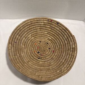 Vintage Tight Loop Woven Round Basket, Natural, Boho, Wall Hanging/ Tabletop
